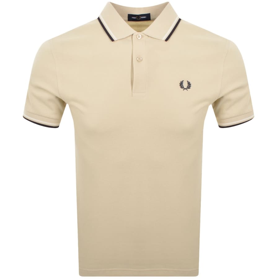 Fred Perry Twin Tipped Polo T Shirt Beige | Mainline Menswear x